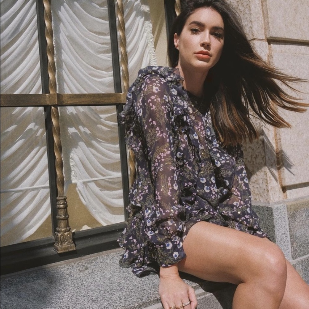 ISABEL MARANT silk Ruffled Floral Blouse